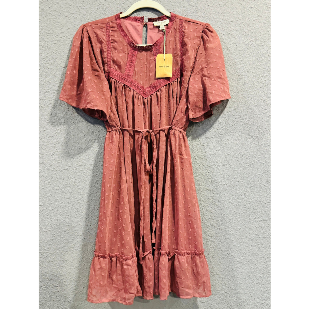 Umgee Women's Tiered Babydoll Dress Pink - Picture 2 of 7